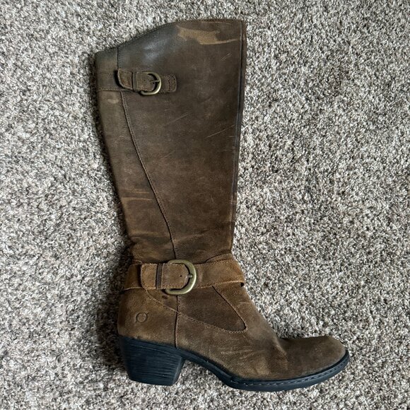 Born Kylli Distressed Brown Suede Riding Boots, Size 9M - Picture 3 of 14